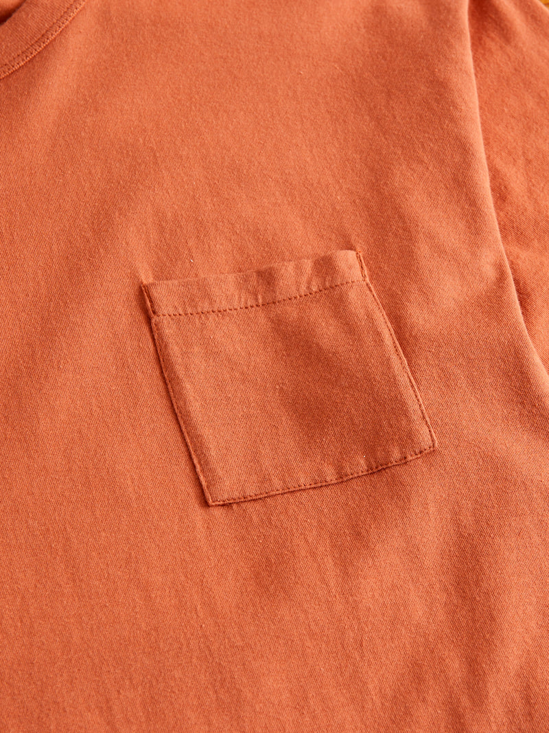 Vintage Knit Pocket T-Shirt in Orange