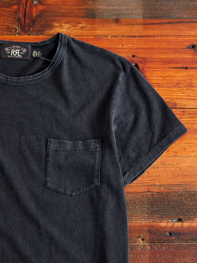 Slub Jersey Pocket T-Shirt in Black Indigo