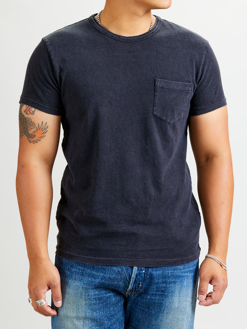 Slub Jersey Pocket T-Shirt in Black Indigo