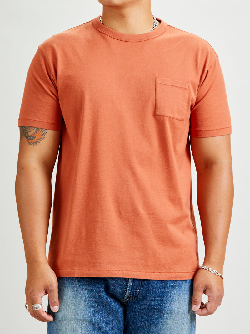 Vintage Knit Pocket T-Shirt in Orange