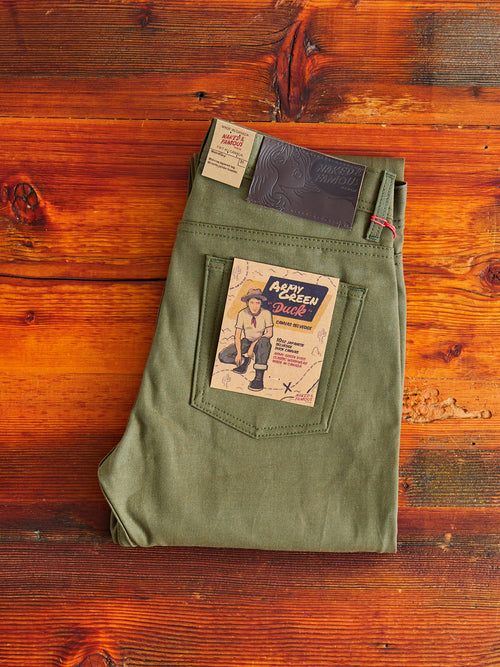 10oz Selvedge Army Green Duck Canvas - Weird Guy Fit