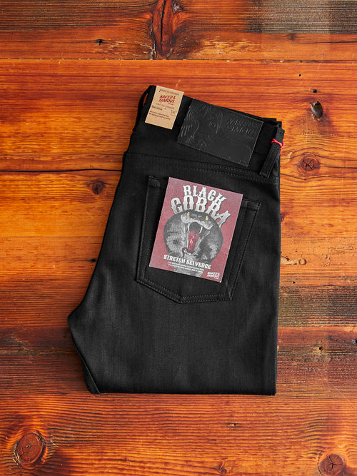 "Black Cobra Stretch" 12oz Selvedge Denim - Weird Guy Fit