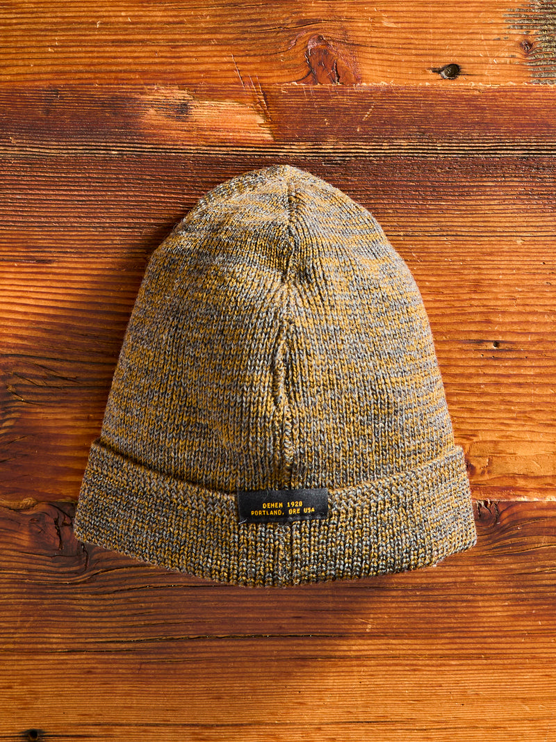 Wool Knit Watch Cap in Charcoal/Goldmine Mix