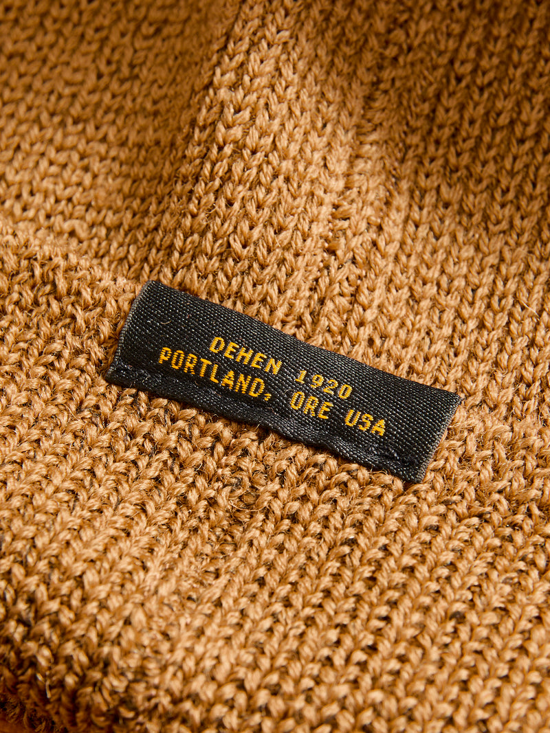 Wool Knit Watch Cap in Dark Tan