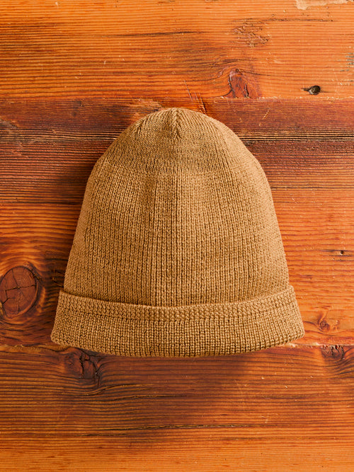 Wool Knit Watch Cap in Dark Tan