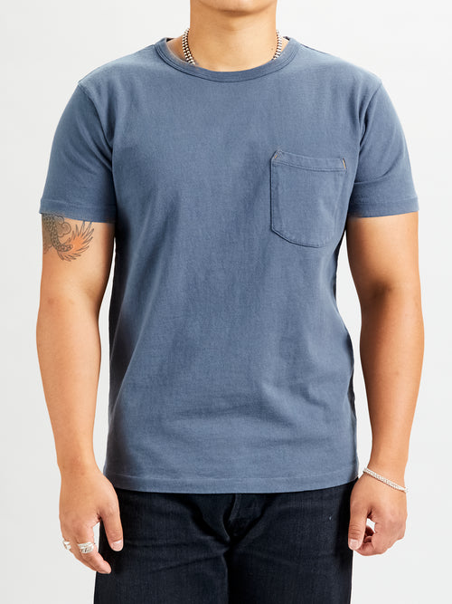 13oz Pocket T-Shirt in Faded Blue