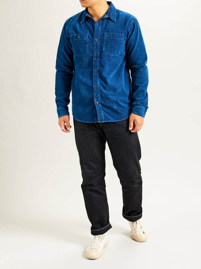 Cameron Corduroy Workshirt in Medium Indigo Wash