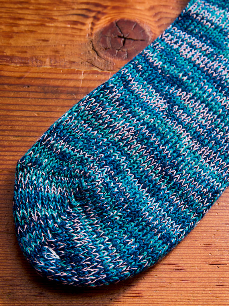 Melange Crew Sock in Pacific Blue