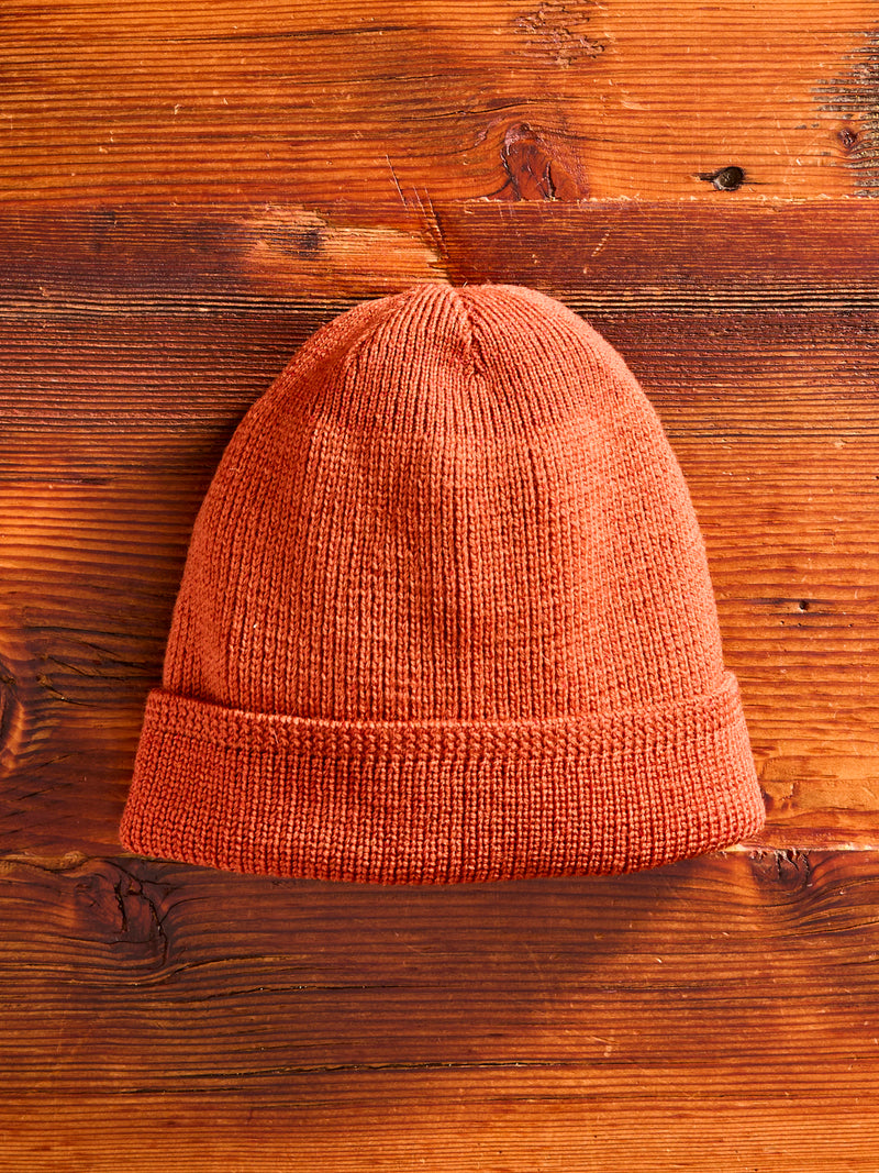 Wool Knit Watch Cap in Burnt Orange