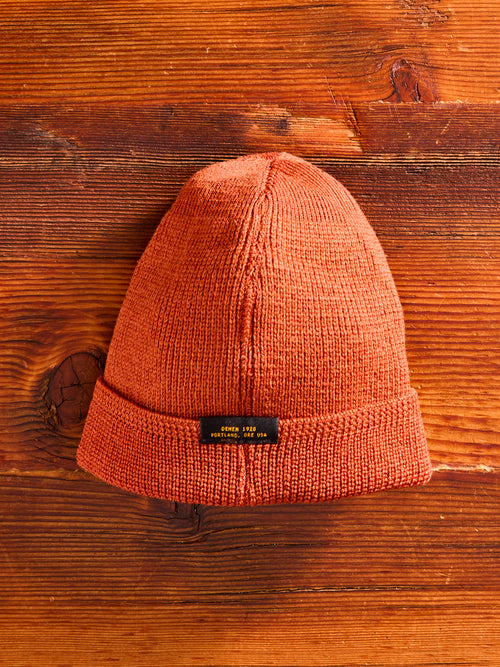 Wool Knit Watch Cap in Burnt Orange