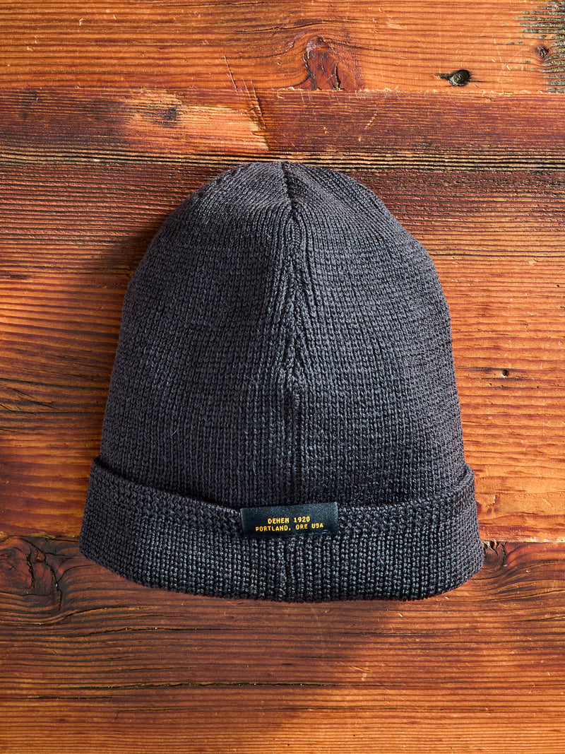 Wool Knit Watch Cap in Dark Charcoal