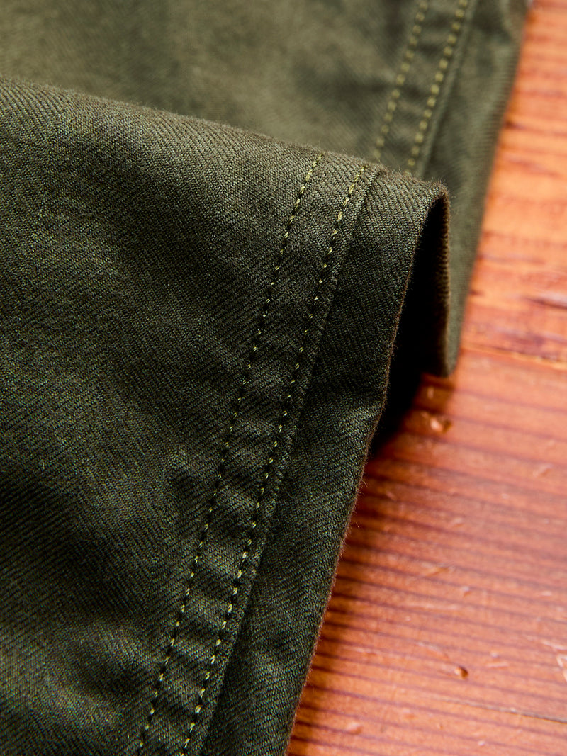 Brushed Herringbone Fatigue Pants in Olive