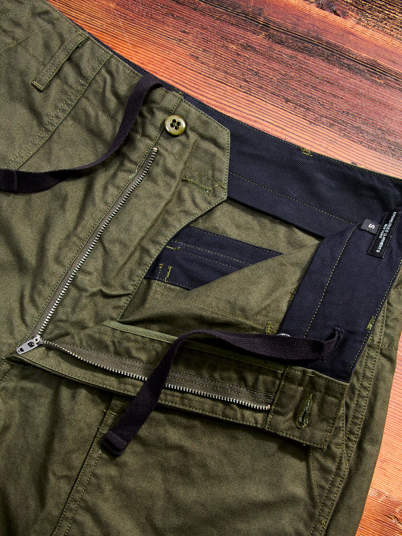 Brushed Herringbone Fatigue Pants in Olive