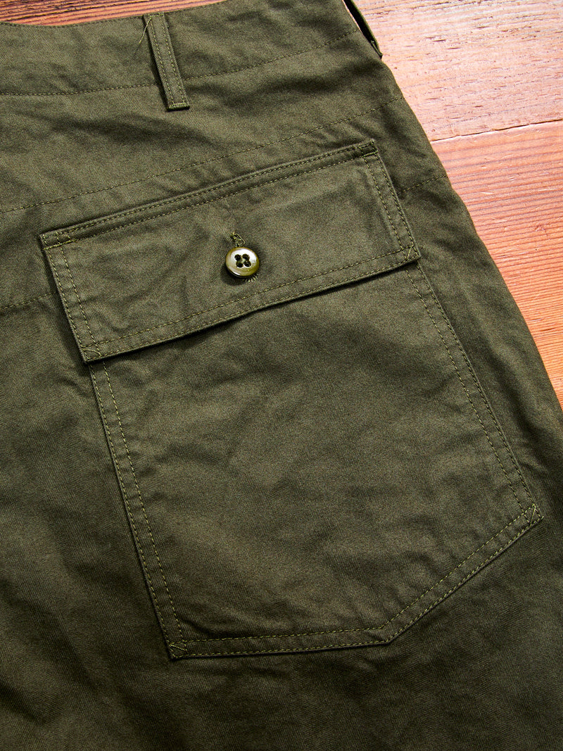 Brushed Herringbone Fatigue Pants in Olive