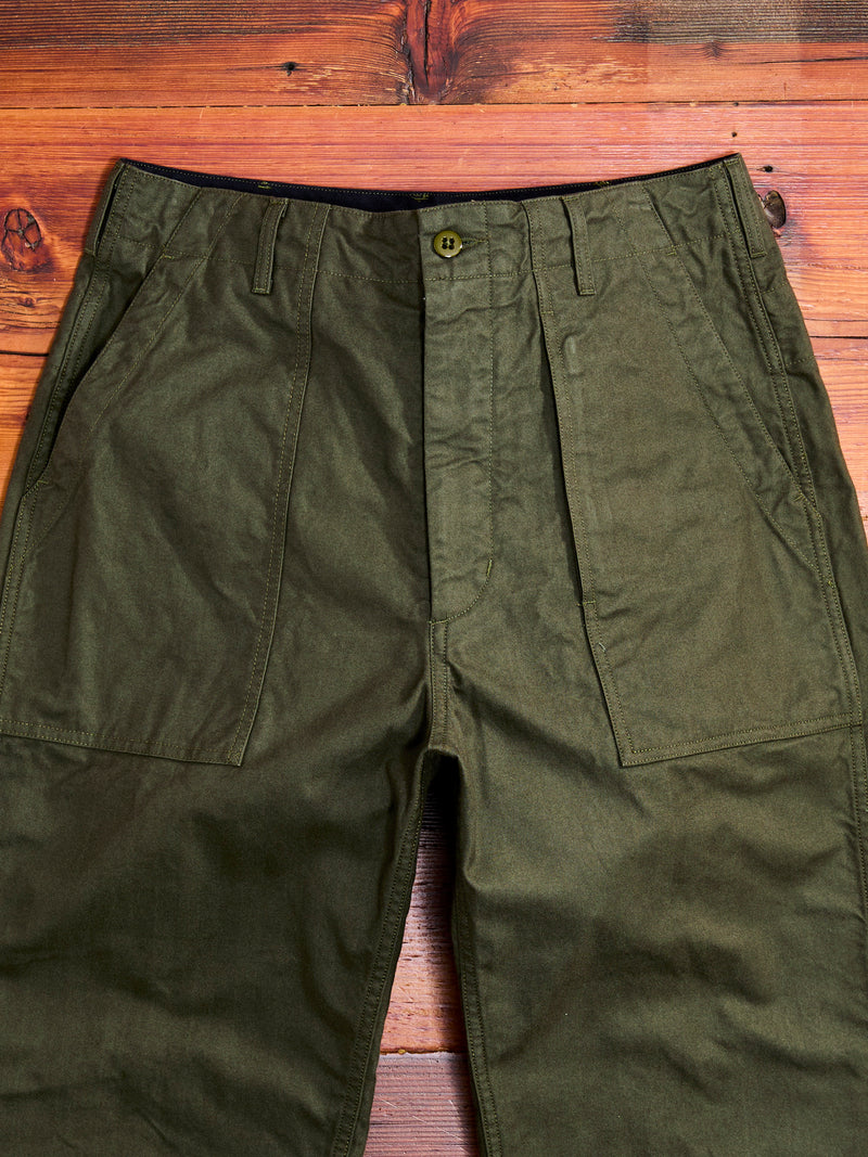 Brushed Herringbone Fatigue Pants in Olive