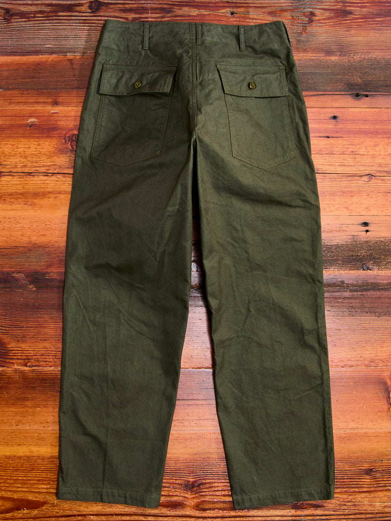 Brushed Herringbone Fatigue Pants in Olive