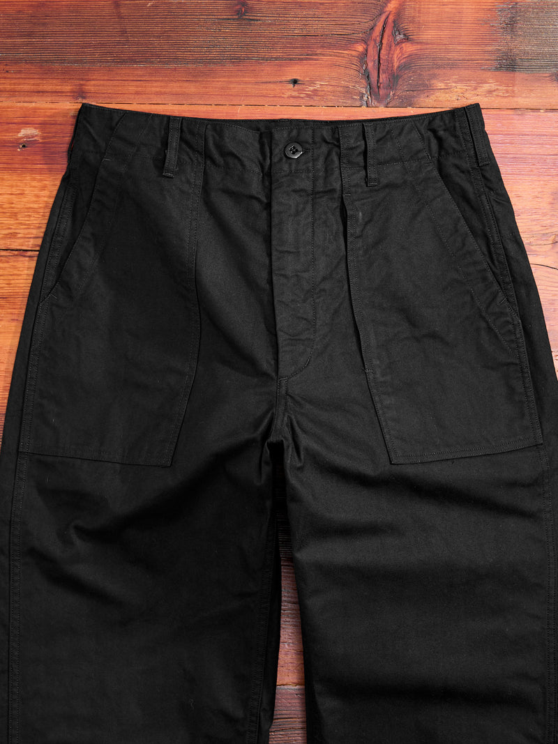 Brushed Herringbone Fatigue Pants in Black