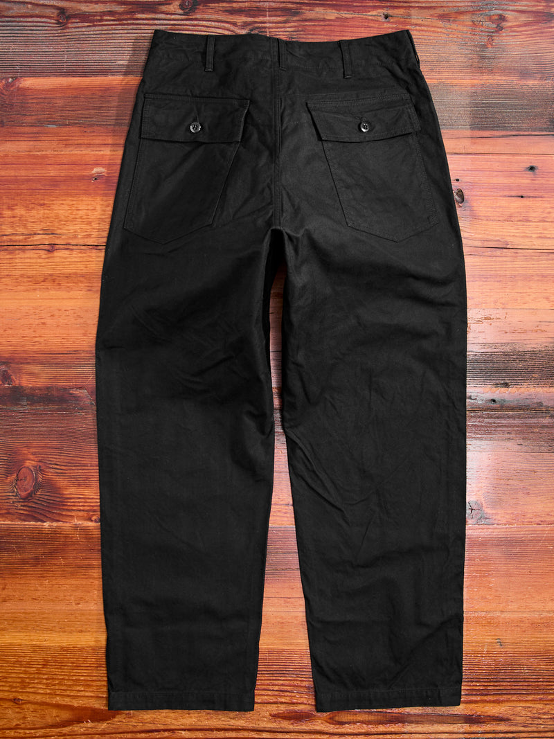 Brushed Herringbone Fatigue Pants in Black