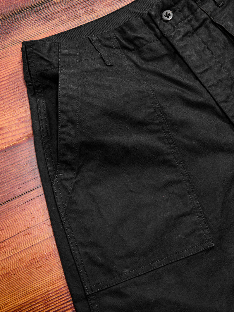 Brushed Herringbone Fatigue Pants in Black