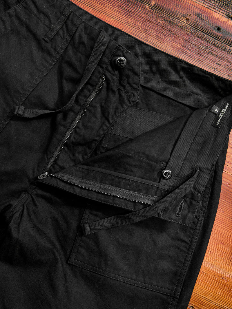 Brushed Herringbone Fatigue Pants in Black