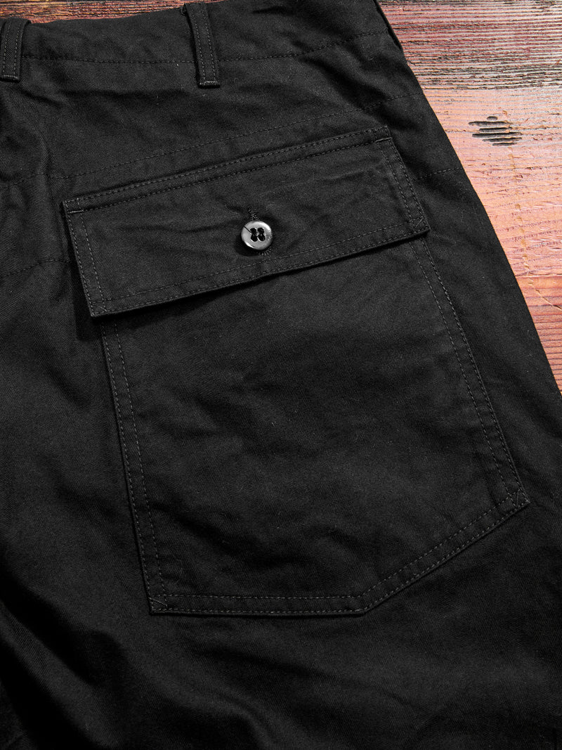 Brushed Herringbone Fatigue Pants in Black