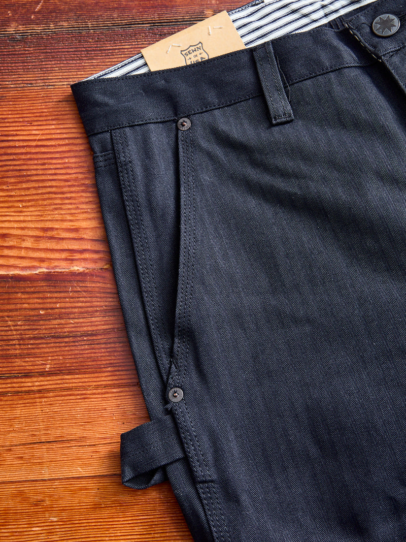 Ortega Pant in Black Herringbone