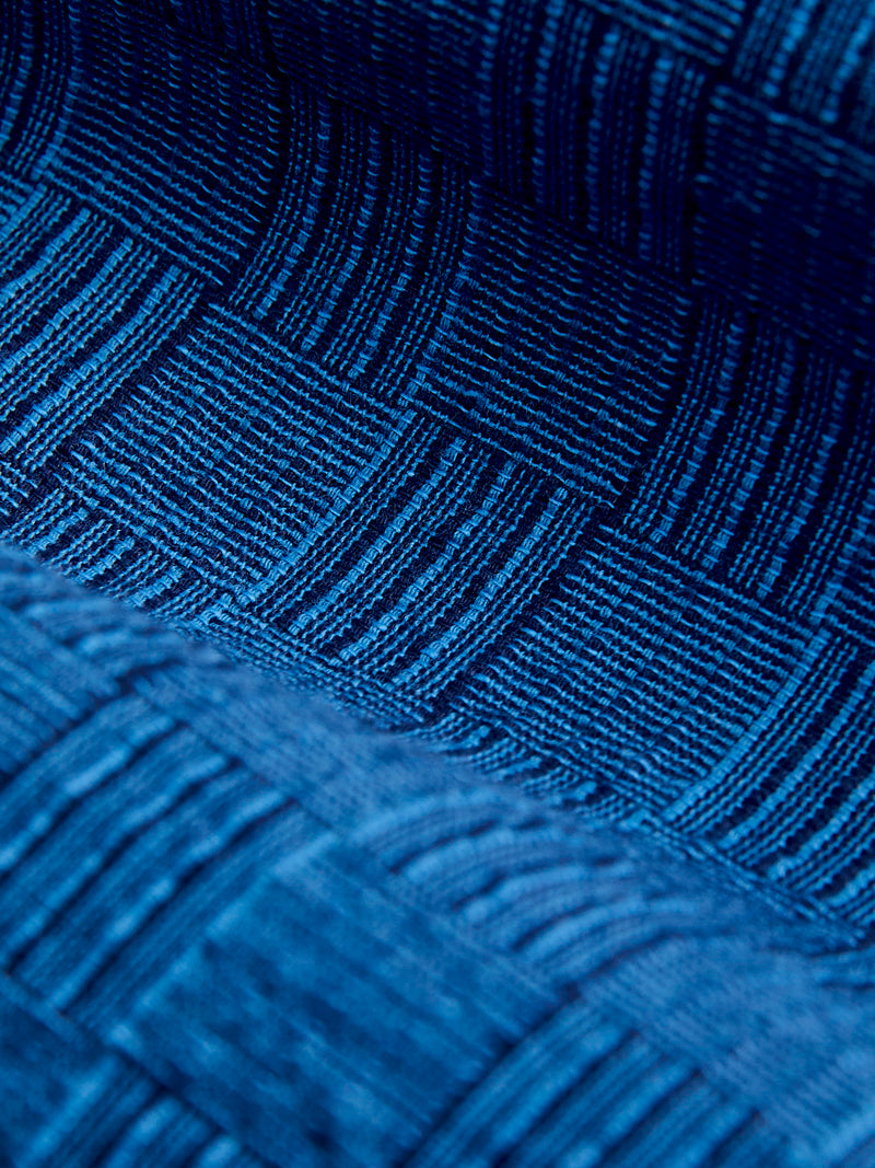 "Awa-Ai" Long Sleeve Shirt in Indigo Shijira Basketweave