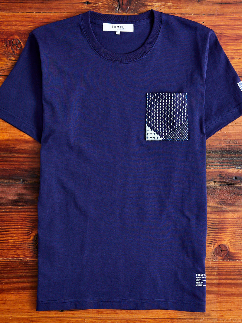 Origami Pocket T-Shirt in Stitched Indigo