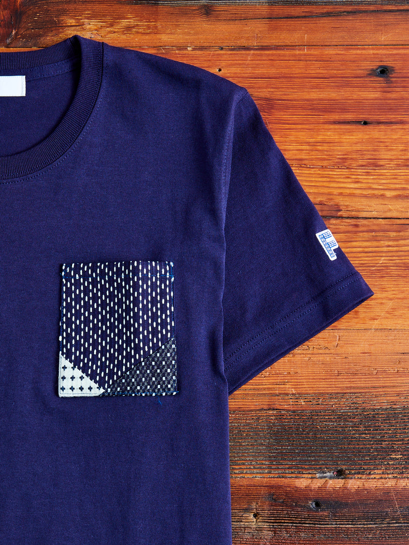 Origami Pocket T-Shirt in Stitched Indigo