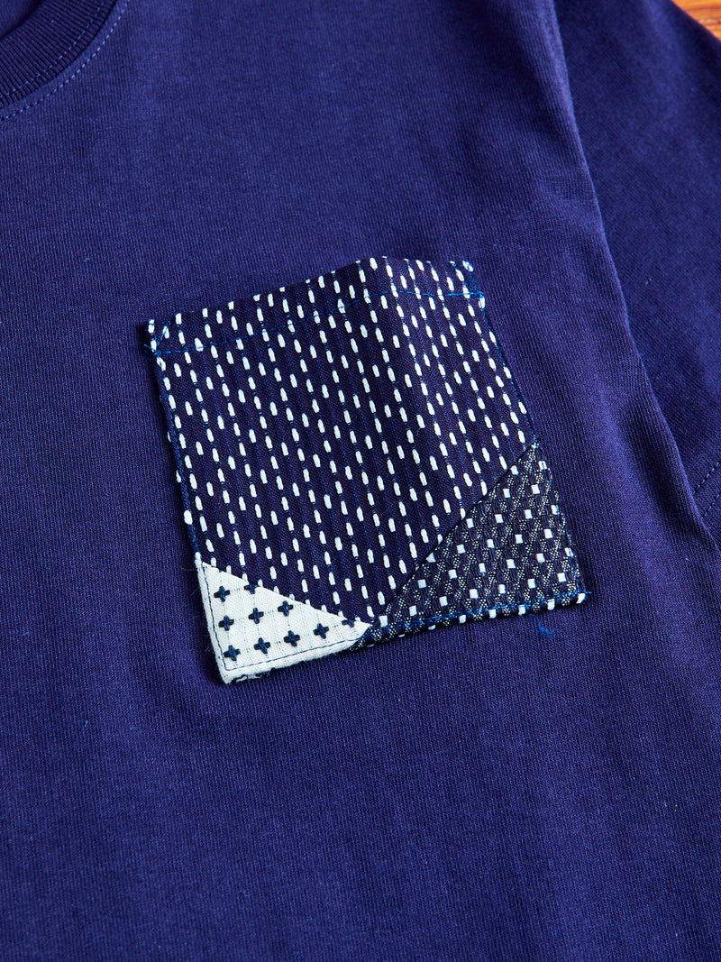 Origami Pocket T-Shirt in Stitched Indigo