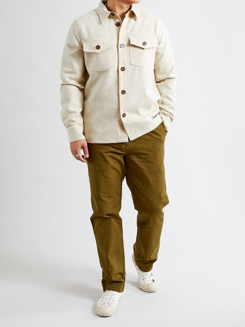 Wool Field Overshirt in Ecru