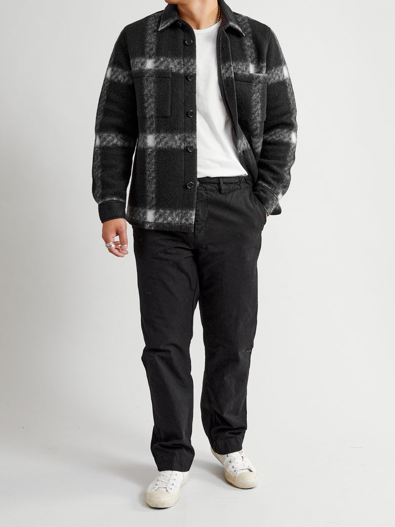 Plaid Fleece Overshirt in Black