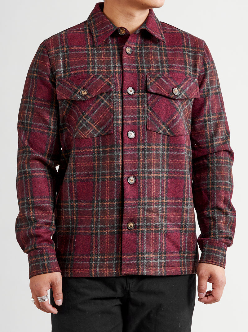 Burgundy Check Overshirt in Vulpes