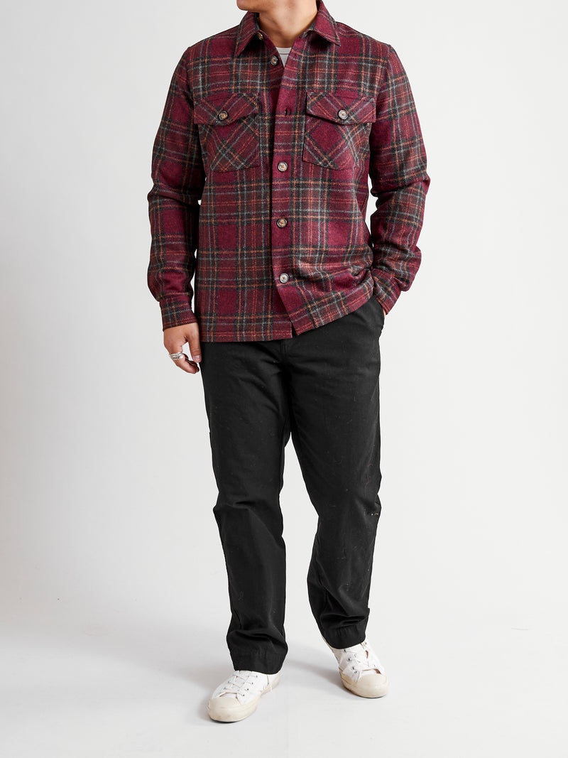 Burgundy Check Overshirt in Vulpes