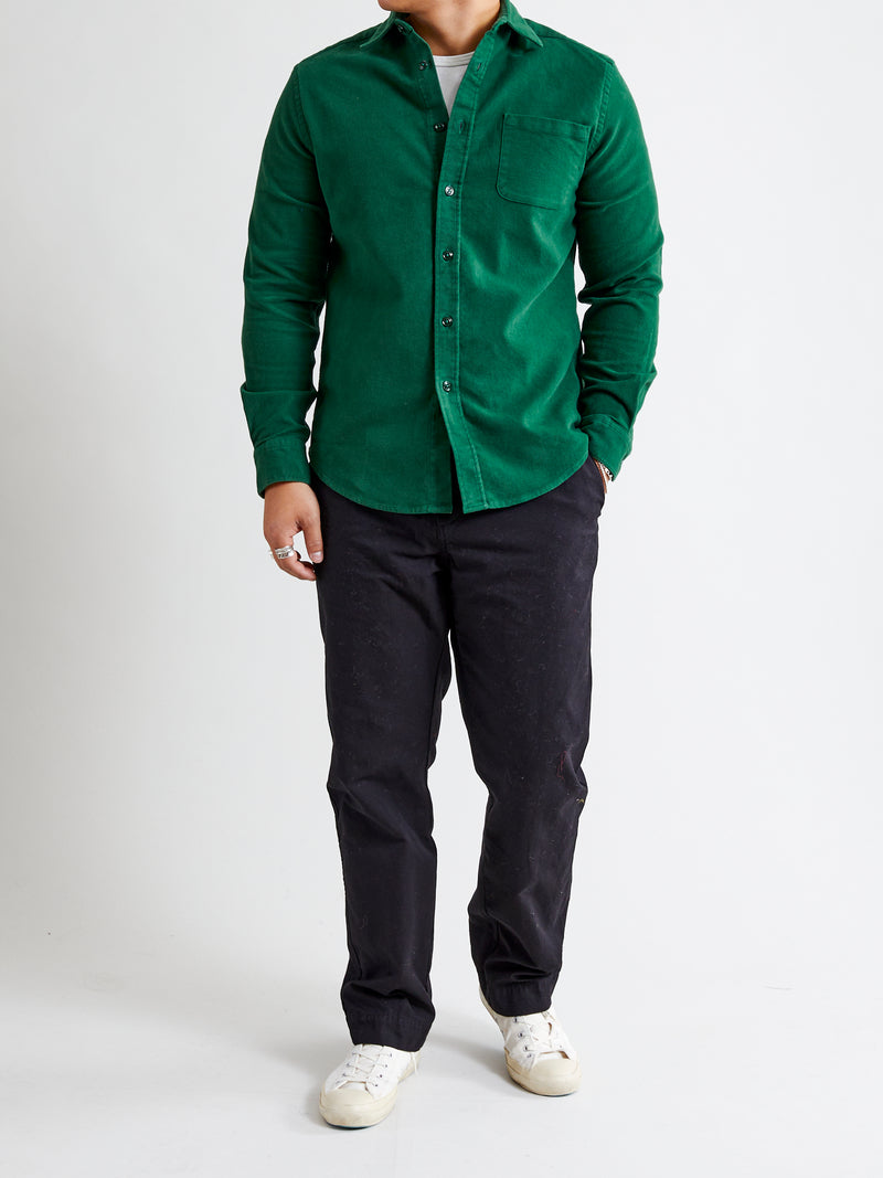 Moleskin Button-Up Shirt in Green