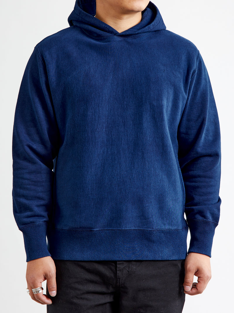 Yarn-Dyed Pullover Hoodie in Indigo