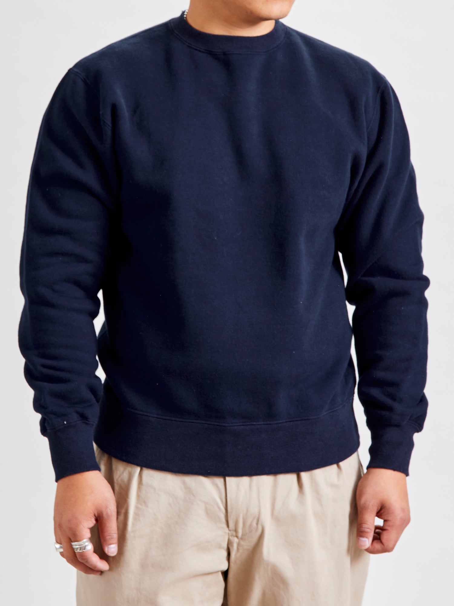 Japan-Made Fleece Crewneck in Navy – Blue Owl Workshop