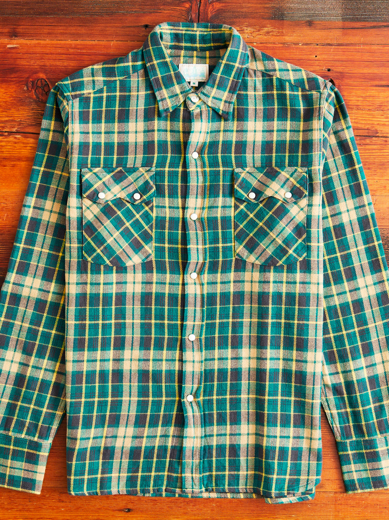 Washed Flannel Pearl Snap Shirt in Wisconsin White Pine