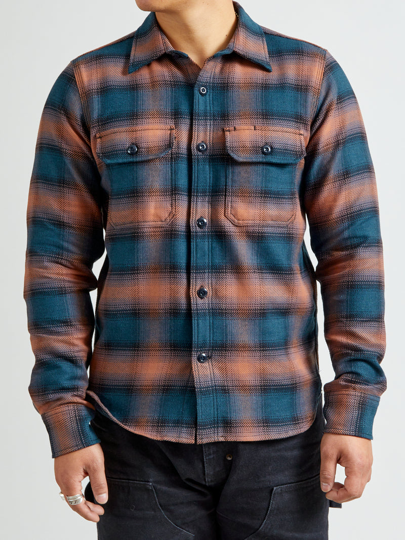 "Field Shirt" in Navy Blush Ombre Plaid