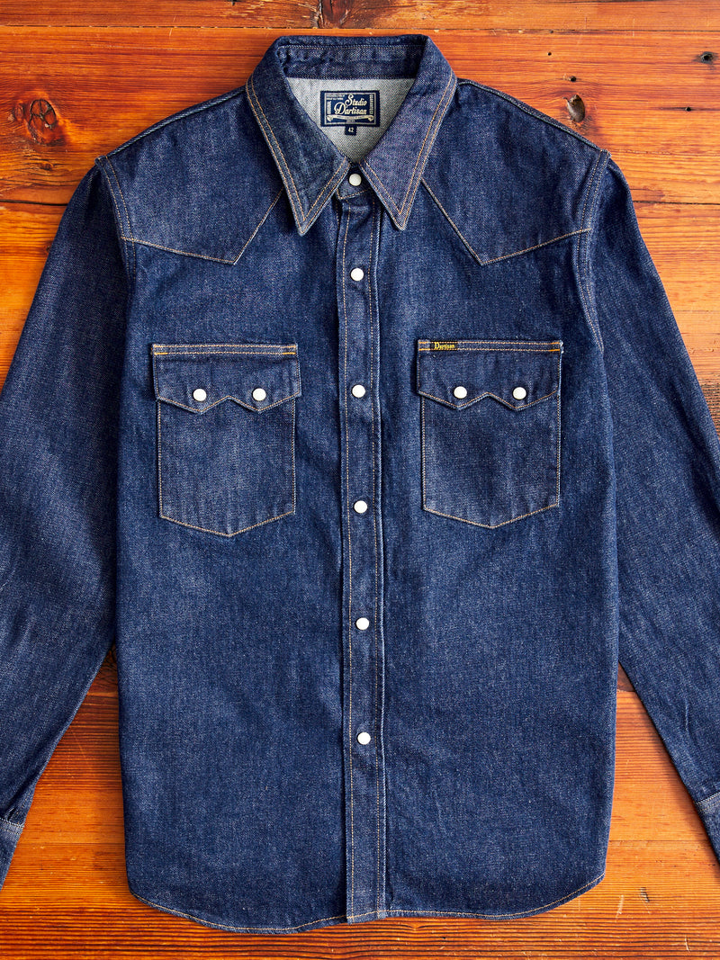 13oz Denim Western Shirt in Natural Indigo