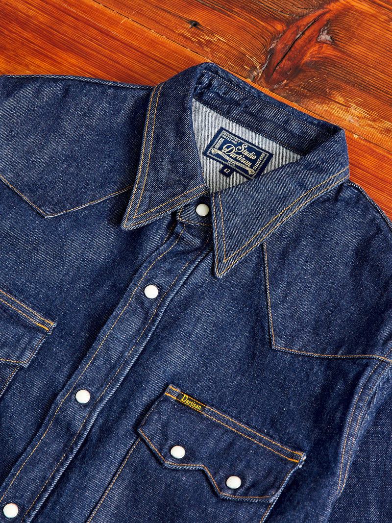 13oz Denim Western Shirt in Natural Indigo