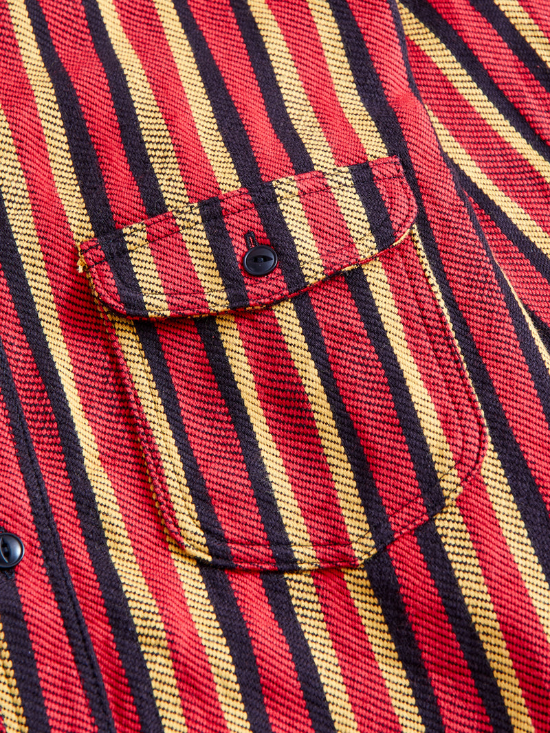 "Drunk Stripe" Flannel Shirt in Red