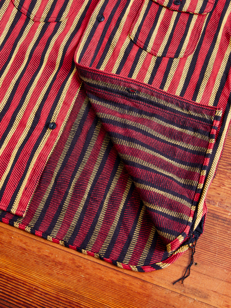 "Drunk Stripe" Flannel Shirt in Red