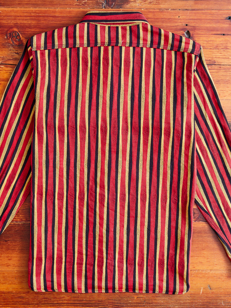 "Drunk Stripe" Flannel Shirt in Red