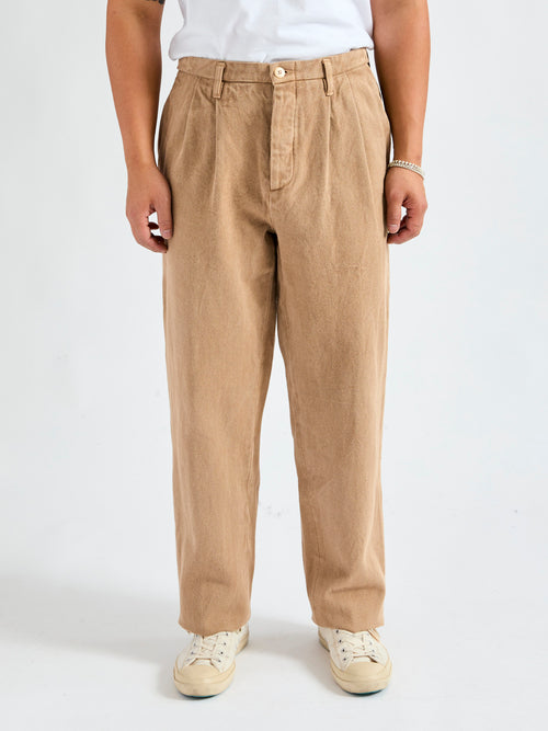 Herringbone 2Tuck Pants in Coffee