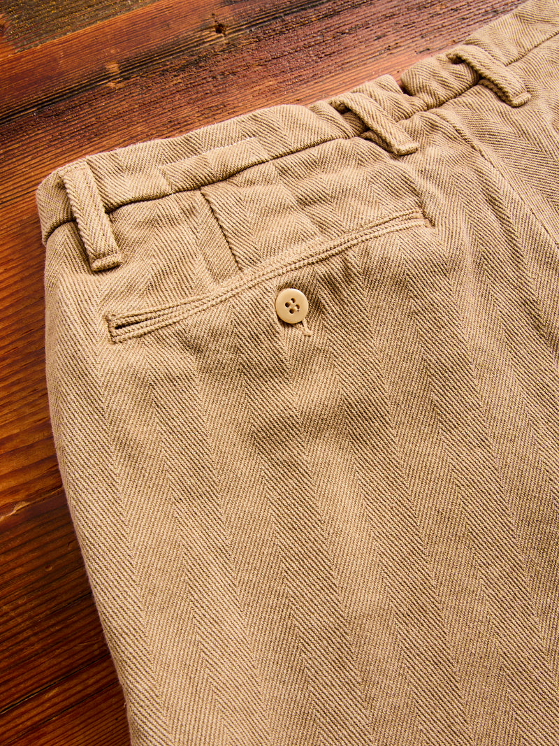 Herringbone 2Tuck Pants in Coffee