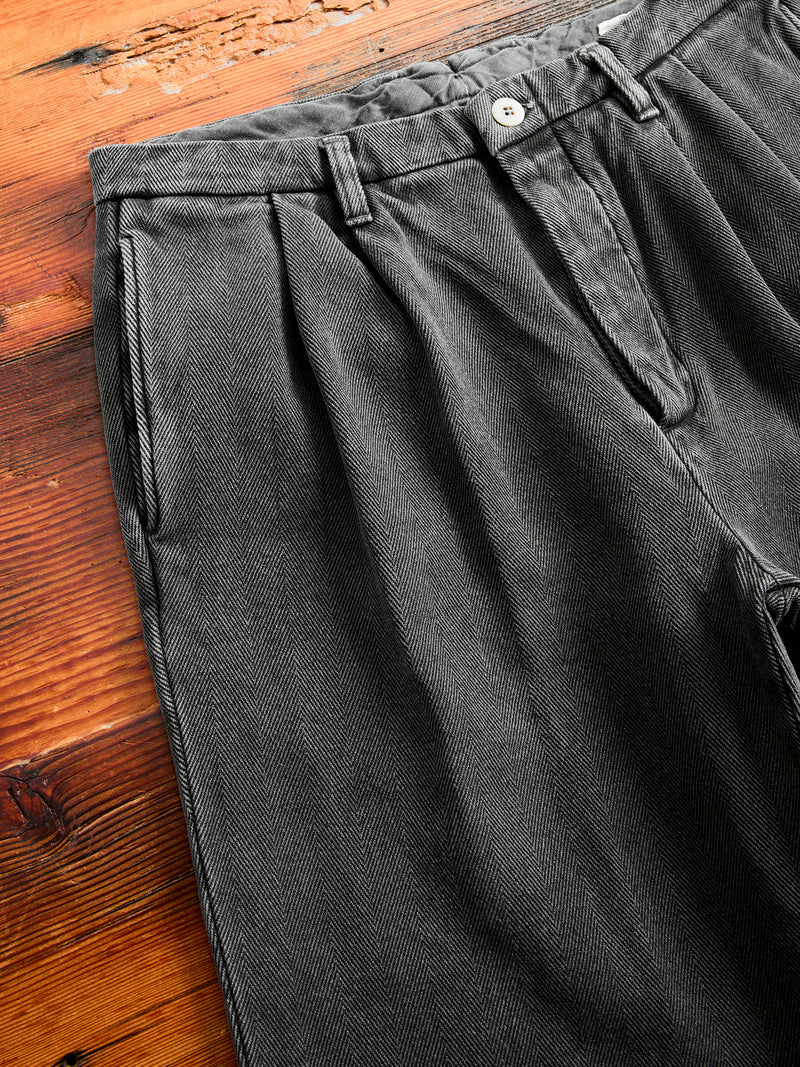 Herringbone 2Tuck Pants in Heather Black