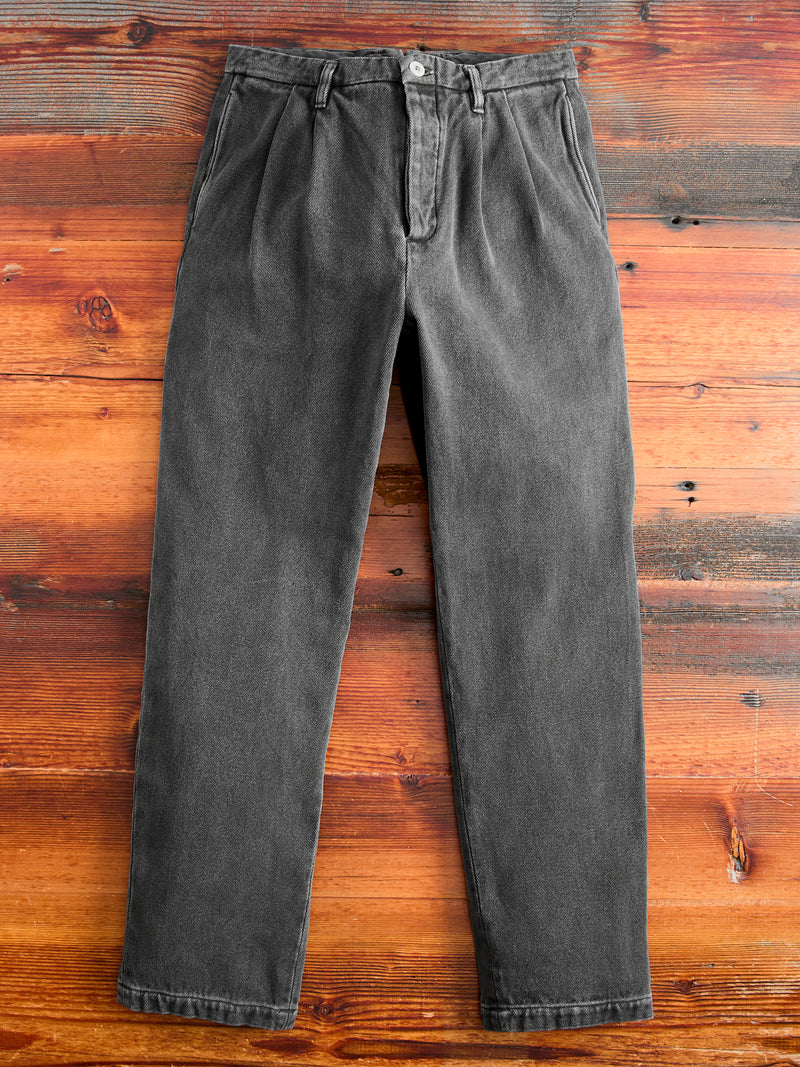 Herringbone 2Tuck Pants in Heather Black