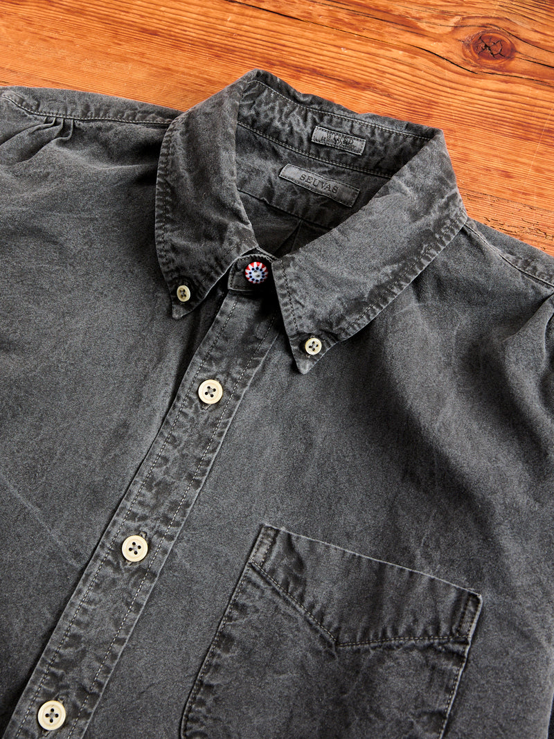 Tassa Canvas Button-Down Shirt in Heather Black