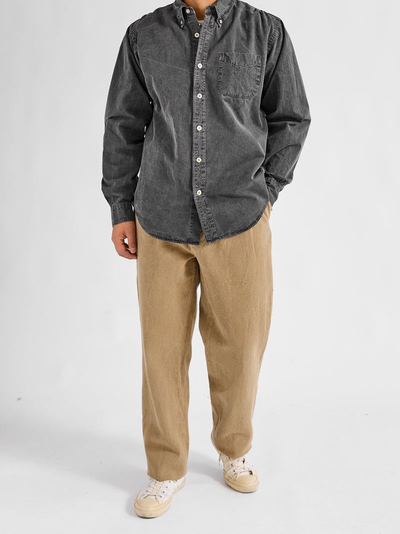 Tassa Canvas Button-Down Shirt in Heather Black